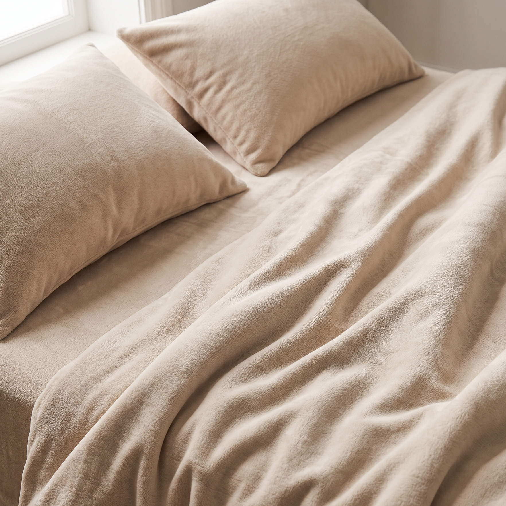 Smooth wrinkle free microfiber bed sheets
