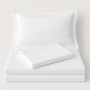white stripes bed sheet
