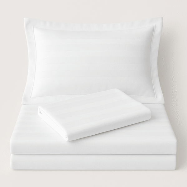 white stripes bed sheet