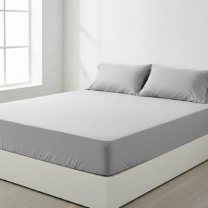 Grey Solid 100% Cotton Bedding Set | 400 TC with 2 Pillow Covers