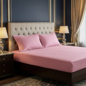 Baby Pink striped bed sheet set