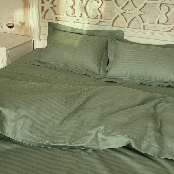 Moss Gray Striped bed sheet - Image 2