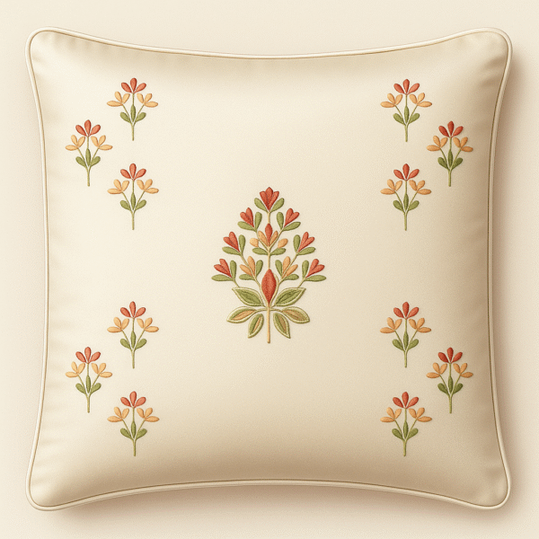 Ivory Embroidered Cushion cover | 16” x 16” - Image 2