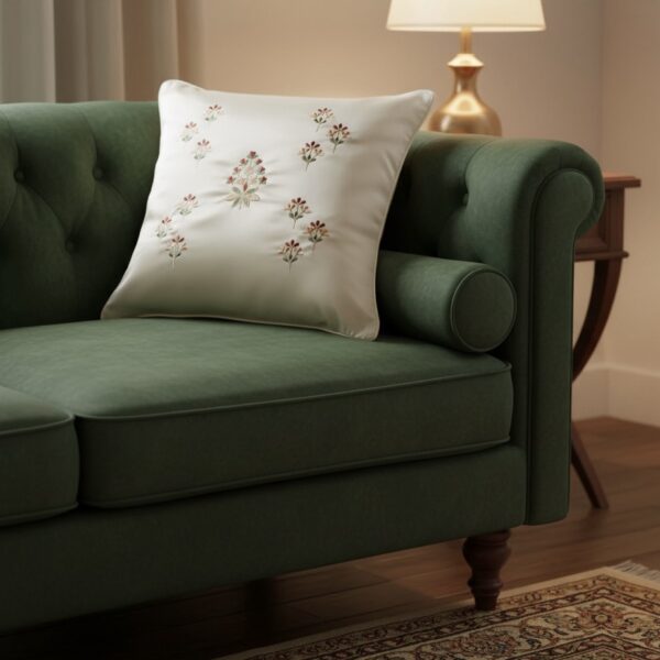 Ivory Embroidered Cushion cover | 16” x 16” - Image 6