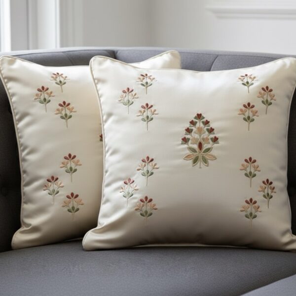 Ivory Embroidered Cushion cover | 16” x 16” - Image 5