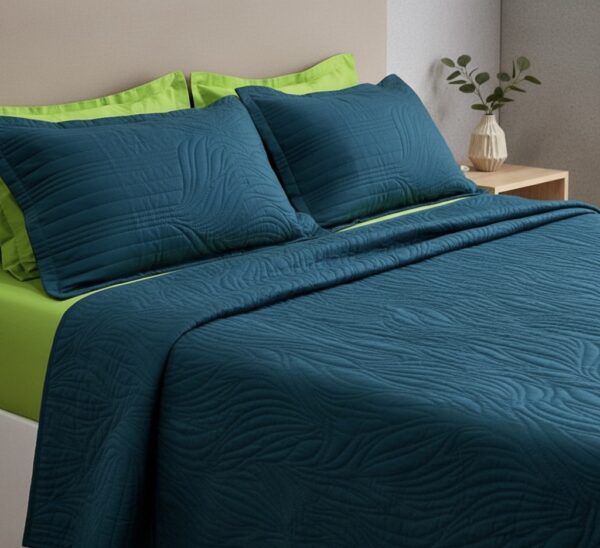 Teal Quilted Bedspread set | 90” x 95” - Image 2