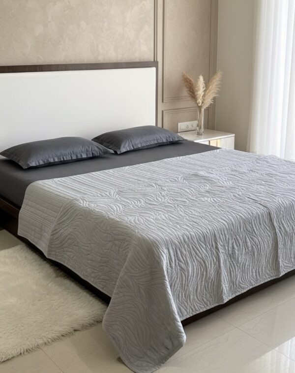 Grey Quilted Bedspread set | 90” x 95” - Image 7