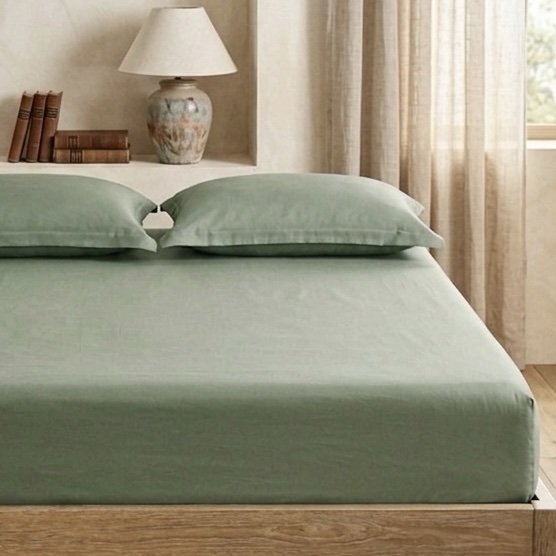 Serene Oasis Solid 100% Cotton Bedding Set | 400TC with 2 Pillow Covers - Image 2