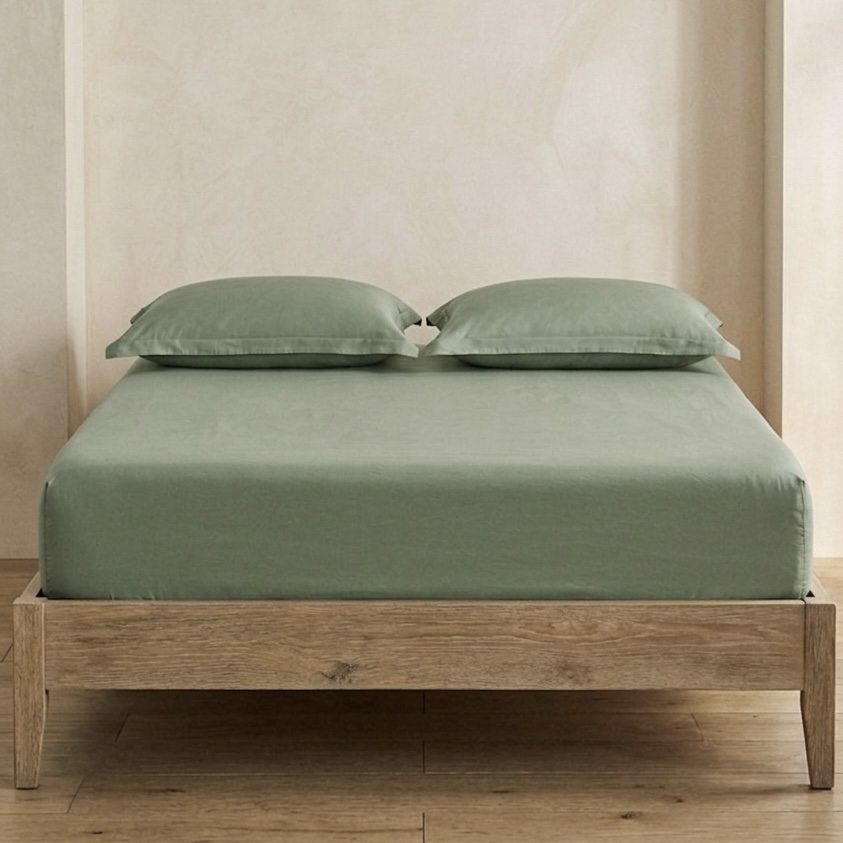 Serene Oasis Solid 100% Cotton Bedding Set | 400TC with 2 Pillow Covers - Image 3