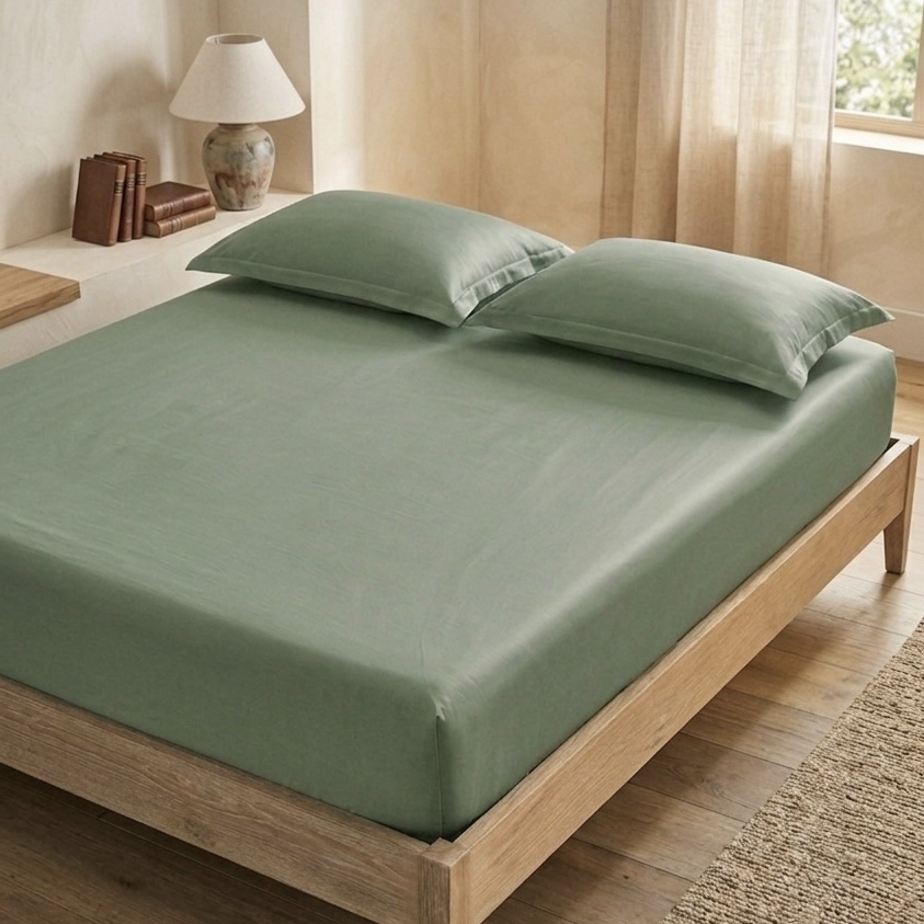 Serene Oasis Solid 100% Cotton Bedding Set | 400TC with 2 Pillow Covers - Image 5