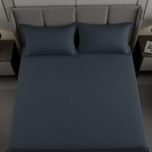 Estate Blue Solid 100% Cotton Bedding Set | 400TC with 2 Pillow Covers