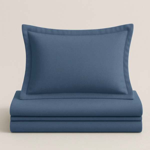 Provence blue Solid 100% Cotton Bedding Set | 400TC with 2 Pillow Covers