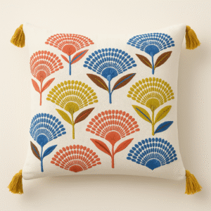 Embroidered floral cushion cover | 16” x 16”