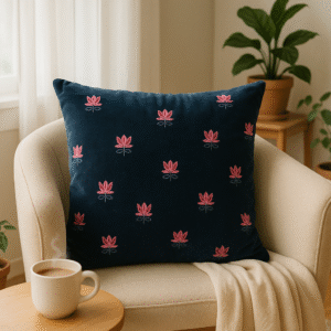 Lotus Cushion Cover in Blue