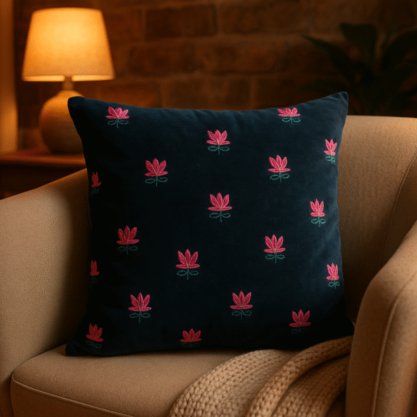 Lotus Cushion Cover in Blue - Image 2