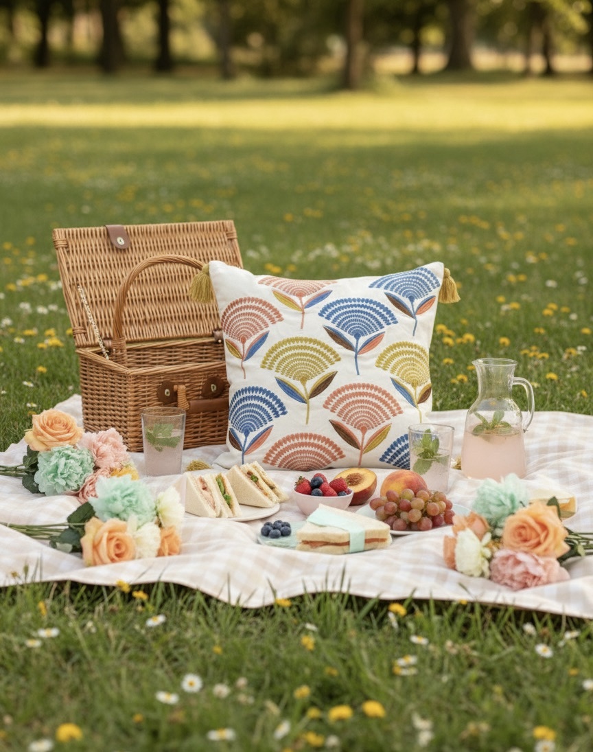 Embroidered floral cushion cover | 16” x 16” - Image 4