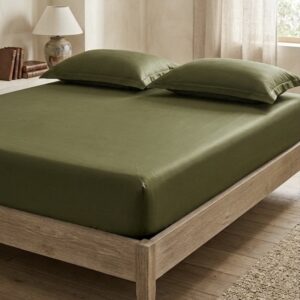 Olive green Solid 100% Cotton Bedding Set | 400TC with 2 Pillow Covers