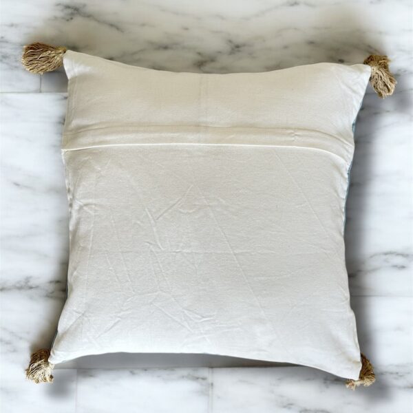 Azure Golden Bloom Embroidered Cushion Cover - Image 3