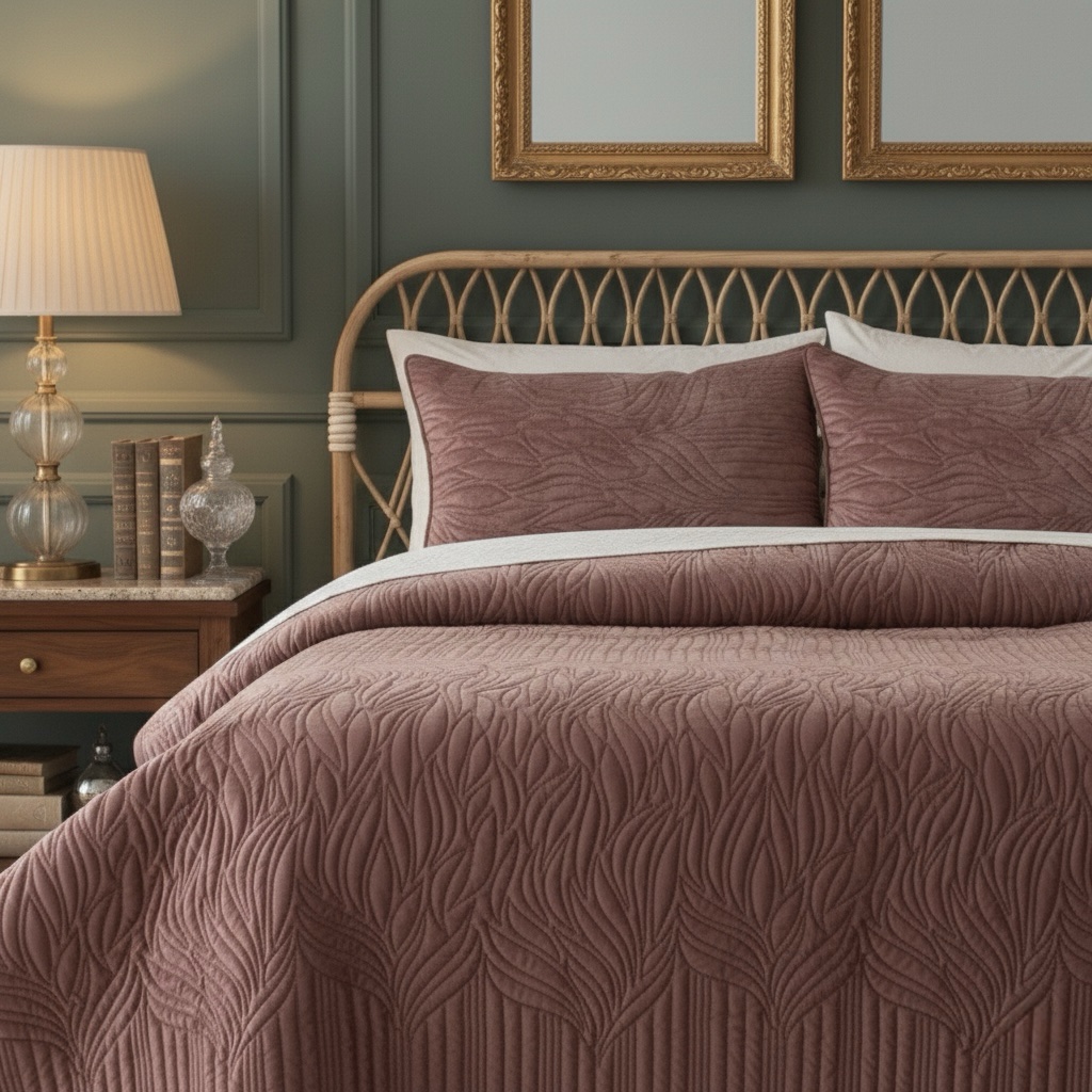 Orchid Hush Velvet Quilted Bedspread - Image 3