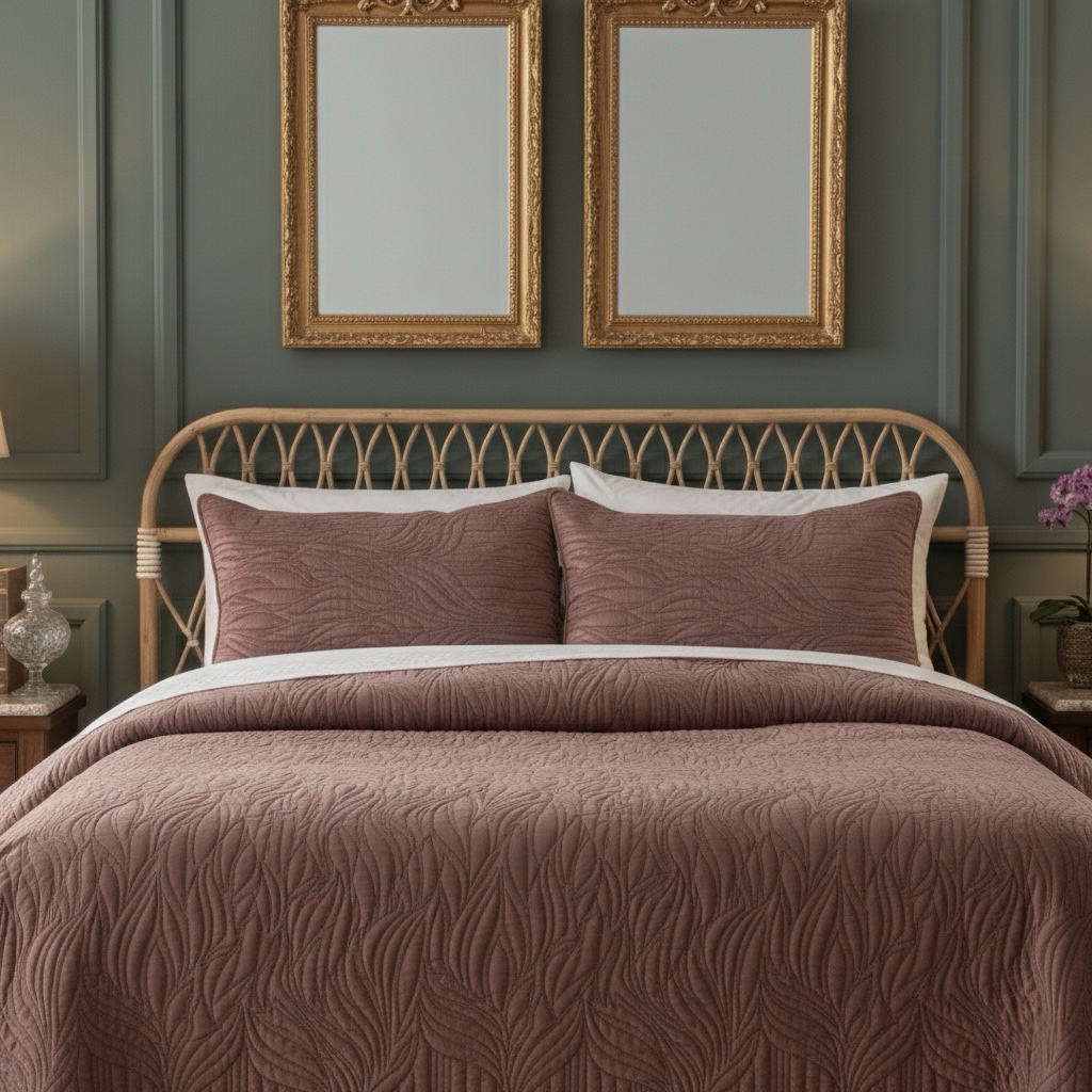 Orchid Hush Velvet Quilted Bedspread - Image 2