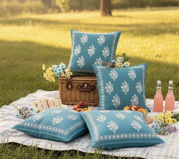 Blue textured 16" x 16" Cushion Cover
