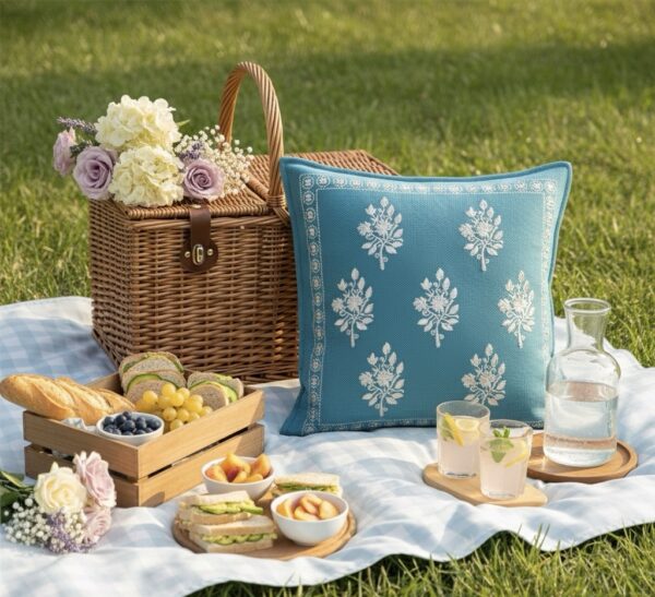Blue textured 16" x 16" Cushion Cover - Image 2