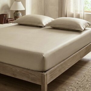 Beige Solid 100% Cotton Bedding Set | King Size 108x108 | 400TC with 2 Pillow Covers