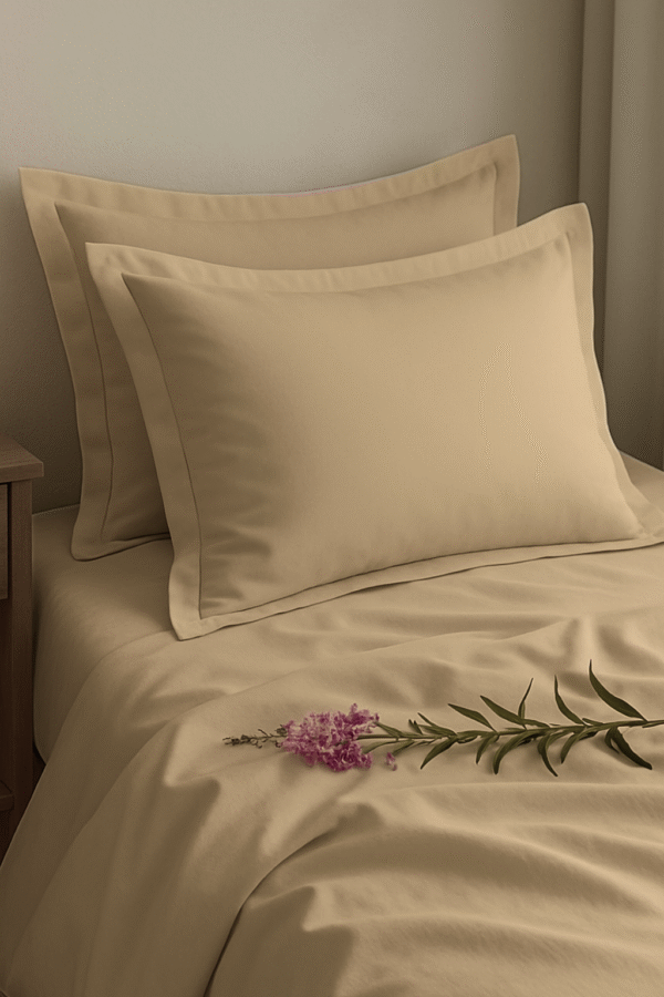 Cream Biscuit Solid 100% Cotton Bedding Set | King Size 108x108 | 400TC with 2 Pillow Covers - Image 3