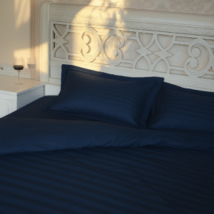 Dark blue striped 100% Cotton Bedding Set | King Size 108x108 | 600 TC with 2 Pillow Covers