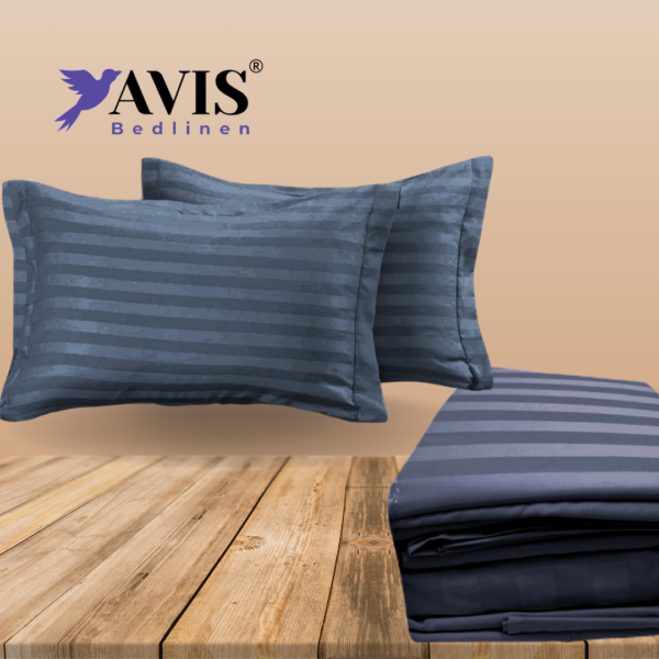 Dark blue striped bedding set - Image 3