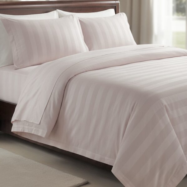 Light pink striped 100% Cotton Bedding Set | King Size 108x108 | 400 TC with 2 Pillow Covers - Image 6