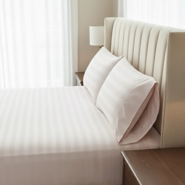 Light pink striped 100% Cotton Bedding Set | King Size 108x108 | 400 TC with 2 Pillow Covers - Image 9