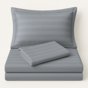 Light grey striped 100% Cotton Bedding Set | King Size 108x108 | 600 TC with 2 Pillow Covers