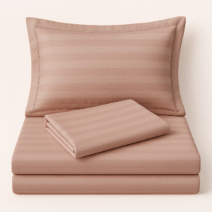 Peach striped 100% Cotton Bedding Set | King Size 108x108 | 600 TC with 2 Pillow Covers