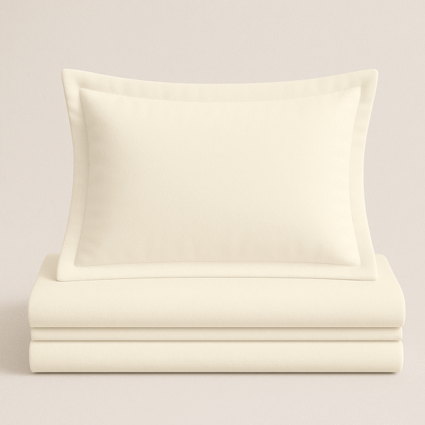 Off White Solid 100% Cotton Bedding Set | King Size 108x108 | 400 TC with 2 Pillow Covers