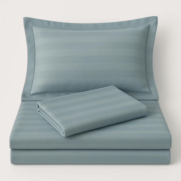 Blue striped 100% Cotton Bedding Set | King Size 108x108 | 600 TC with 2 Pillow Covers