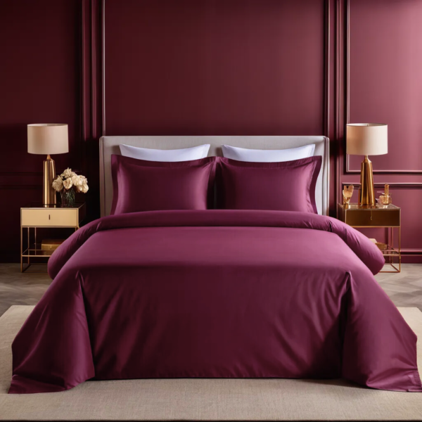 Maroon solid 100% Cotton Bedding Set | King Size 108x108 | 400 TC with 2 Pillow Covers