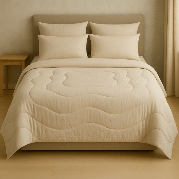 Soft Beige Wavy Cotton Comforter