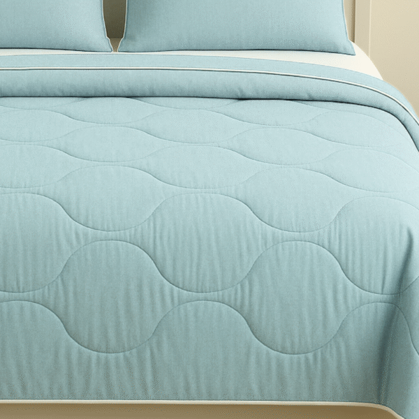 Sea Green Wavy Comforter with White Piping - Image 5