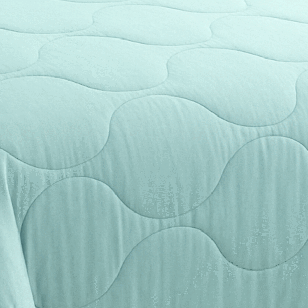 Sea Green Wavy Comforter with White Piping - Image 4