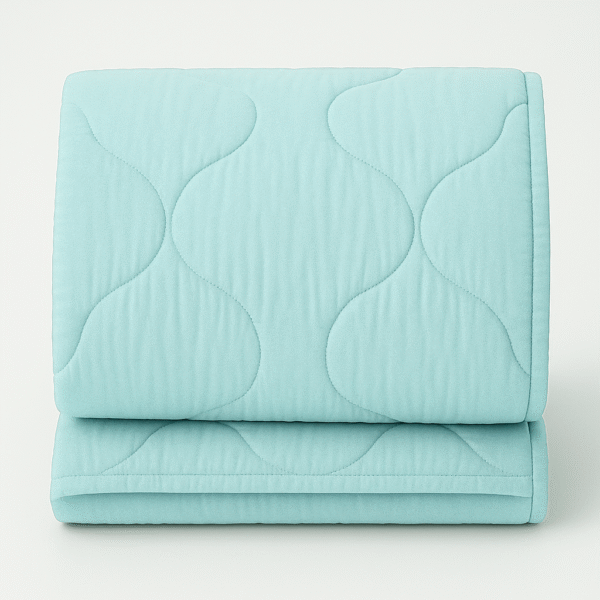 Sea Green Wavy Comforter with White Piping - Image 2