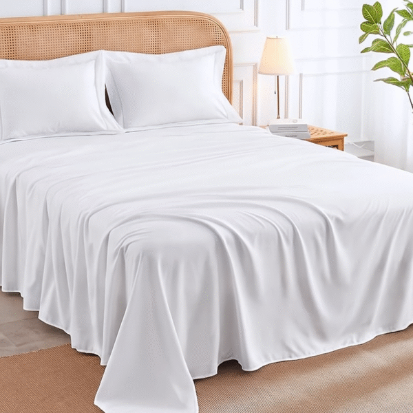 Pure White Solid 100% Cotton Bedding Set | 300 TC with 2 Pillow Covers - Image 2