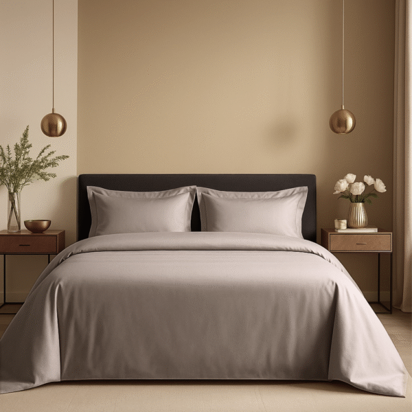 Hazelnut Solid 100% Cotton Bedding Set | King Size 108x108 | 400TC with 2 Pillow Covers - Image 5