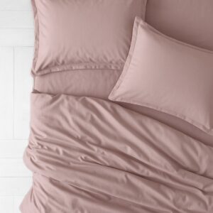 Rose Quartz Solid 100% Cotton Bedding Set | 600 TC with 2 Pillow Covers