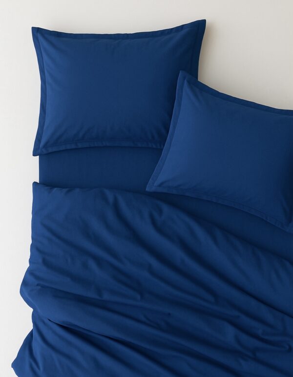 Classic blue Solid 100% Cotton Bedding Set | 600TC with 2 Pillow Covers - Image 2