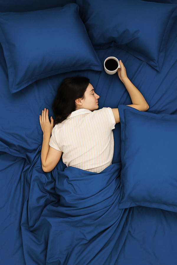 Classic blue Solid 100% Cotton Bedding Set | 600TC with 2 Pillow Covers - Image 3
