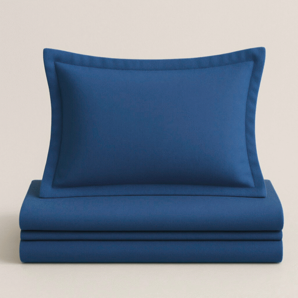 Classic blue Solid 100% Cotton Bedding Set | 600TC with 2 Pillow Covers