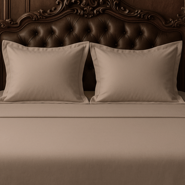 Hazelnut Solid 100% Cotton Bedding Set | King Size 108x108 | 400TC with 2 Pillow Covers - Image 4