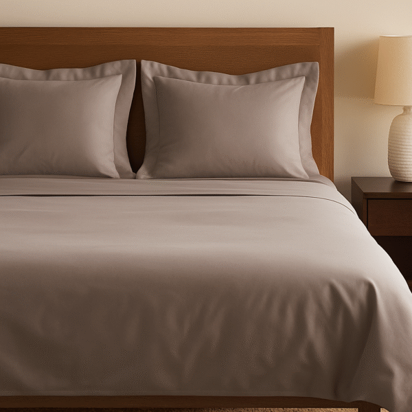 Hazelnut Solid 100% Cotton Bedding Set | King Size 108x108 | 400TC with 2 Pillow Covers - Image 4