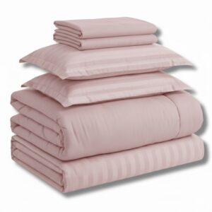 7 pc set | 600 TC | Pink striped bedding set